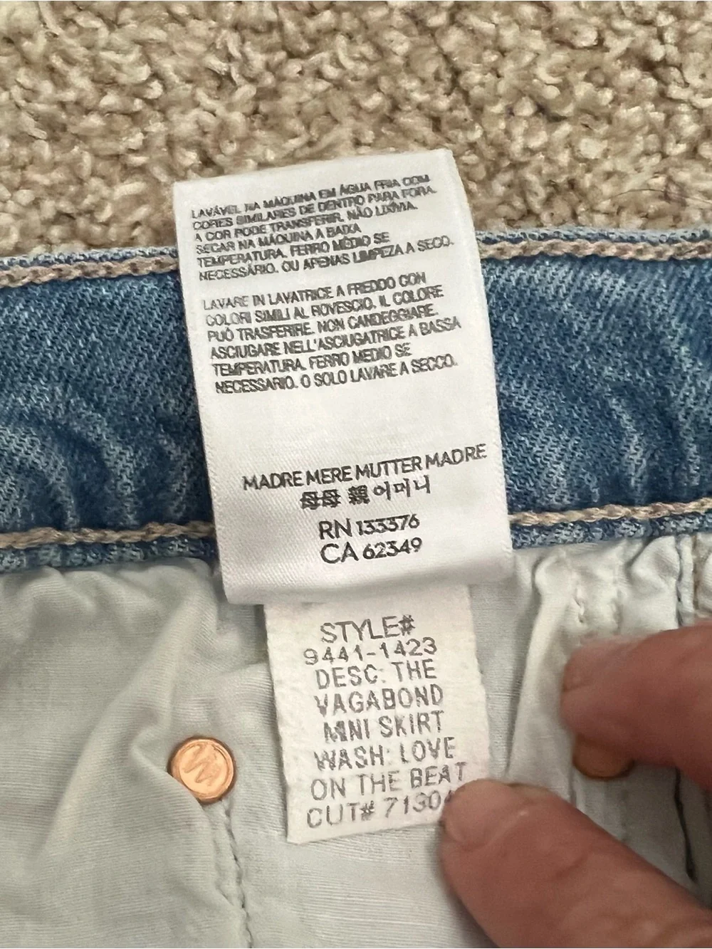 MOTHER The Vegabond Denim Skirt Woman’s Size 25